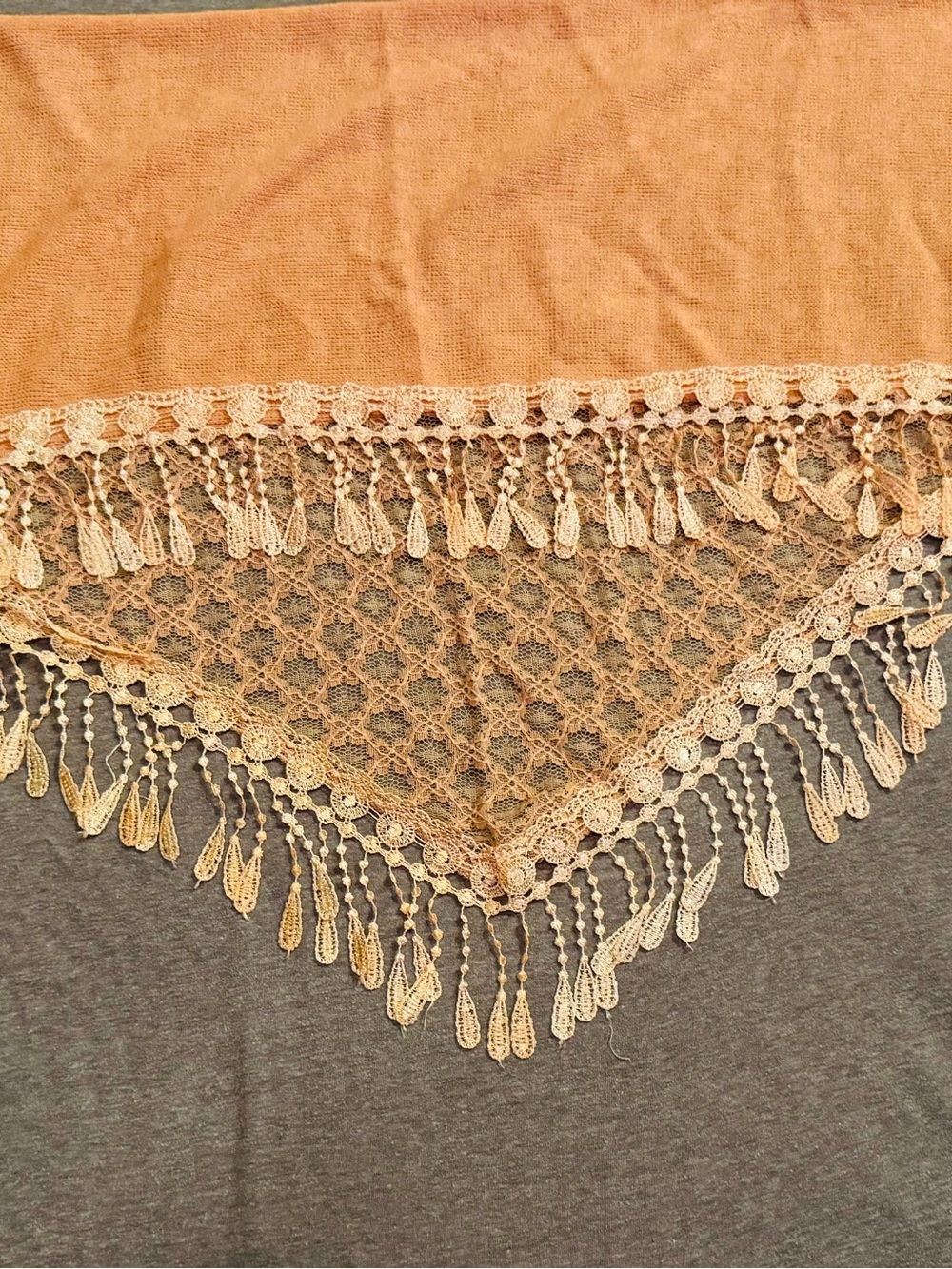 Peach Lace-Trim Women's Shawl - Picture 3 of 4